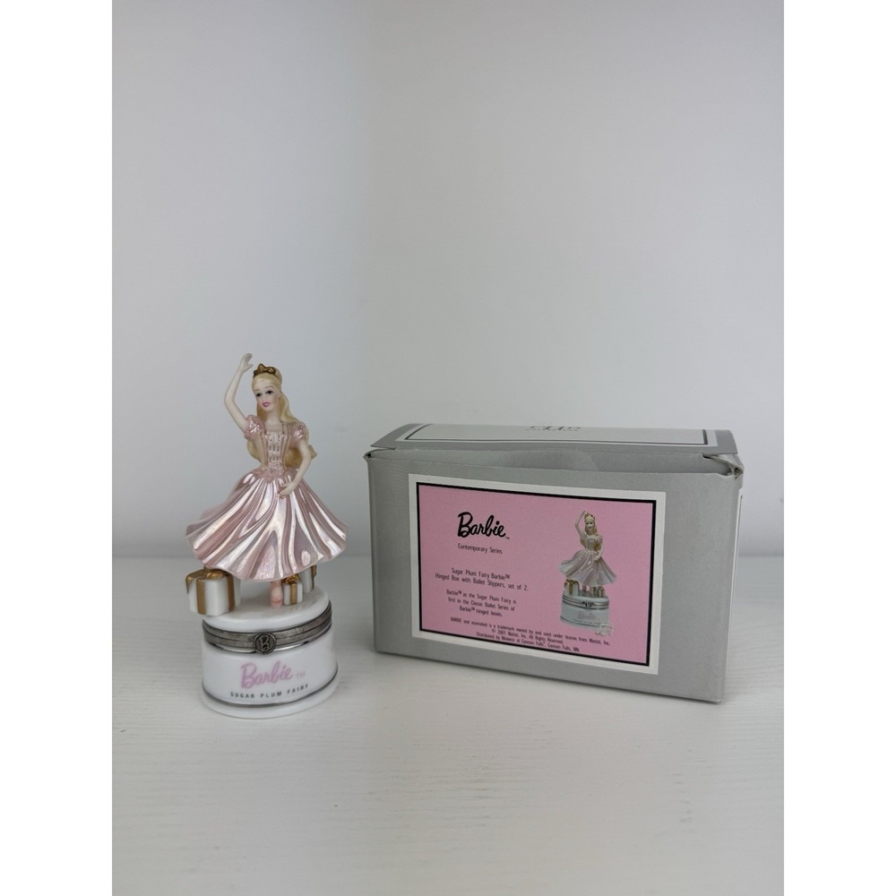 Barbie Sugar Plum Fairy PHB Porcelain Hinged Trinket Box 2001 Mattel W/ Box READ